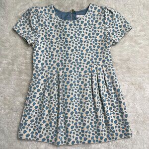 Chloé Girl's Blue White Short Sleeve A-Line Crew Neck Polka Dot Dress Size 4